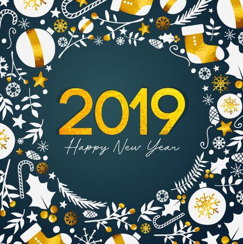 Christmas frame with 2019 new year background vector