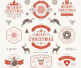 Christmas label elements vector