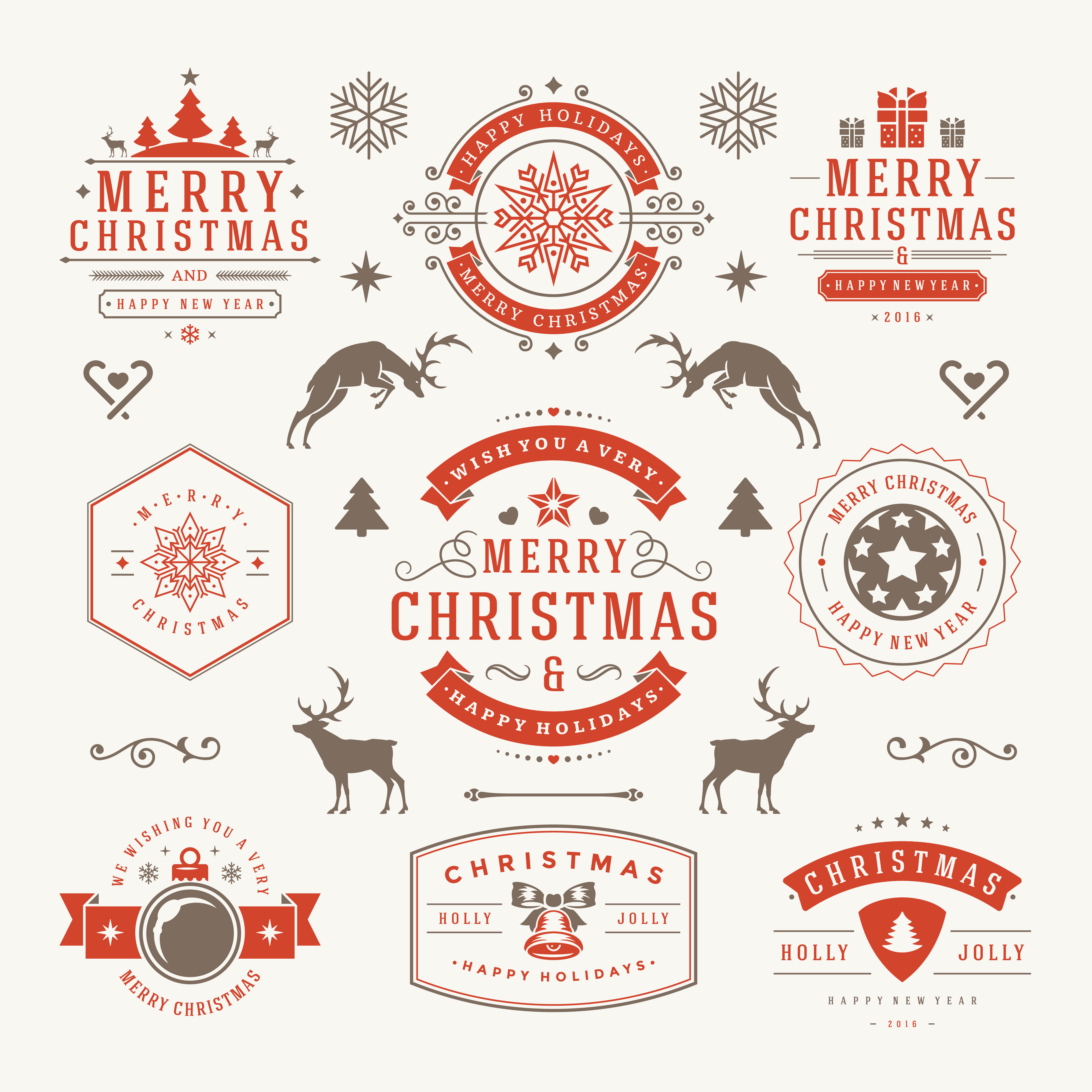 Christmas label elements vector
