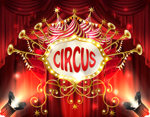 Circus poster red template vector 01