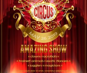 Circus poster red template vector 02