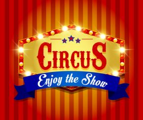 Circus poster with blue ribbon banners vector 04