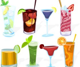 Coctailset with cup glass vector material 03