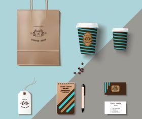 Coffee cup coffee handbag material vector 01