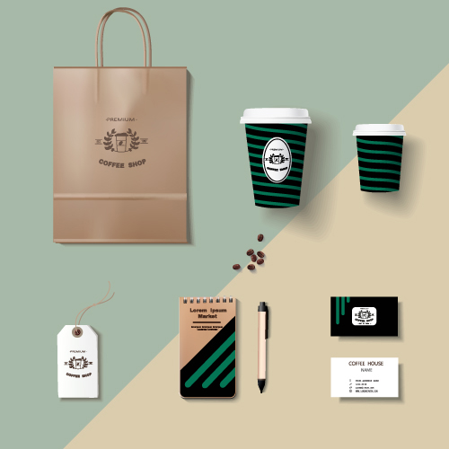 Coffee cup coffee handbag material vector 02