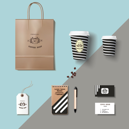 Coffee cup coffee handbag material vector 03
