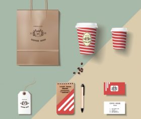 Coffee cup coffee handbag material vector 04