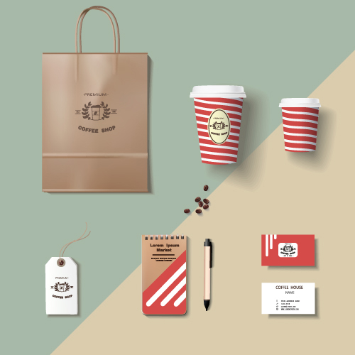 Coffee cup coffee handbag material vector 04