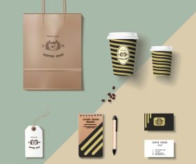 Coffee cup coffee handbag material vector 05