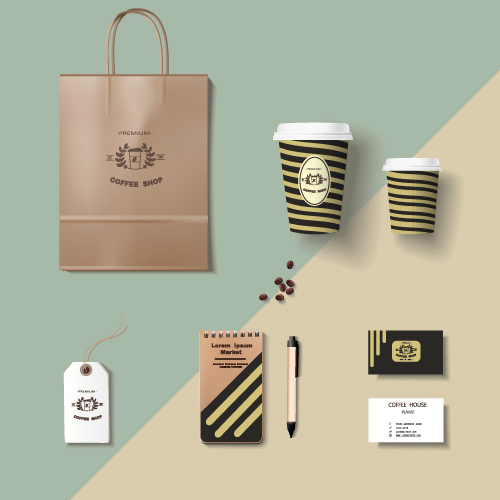 Coffee cup coffee handbag material vector 05