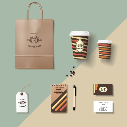 Coffee cup coffee handbag material vector 06