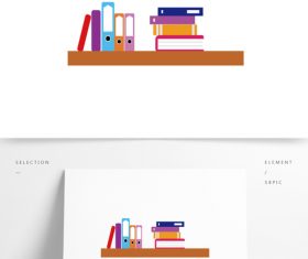 Color cartoon bookshelf vector material