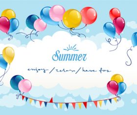 Color summer sky balloon vector material