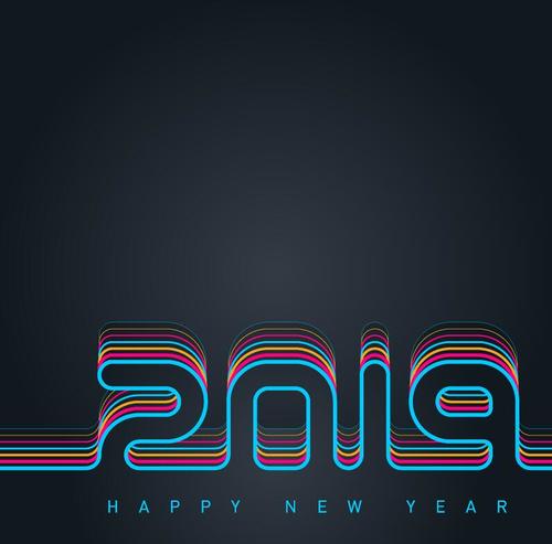 Colored lines with 2019 new year design vector