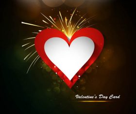 Colorful fireworks heart shape pattern design vector material