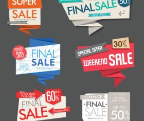 Colorful retro sale labels design vector set 01