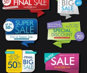 Colorful retro sale labels design vector set 02