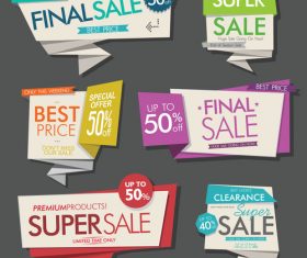 Colorful retro sale labels design vector set 03
