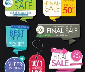 Colorful retro sale labels design vector set 04