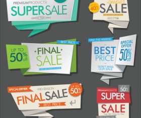 Colorful retro sale labels design vector set 05