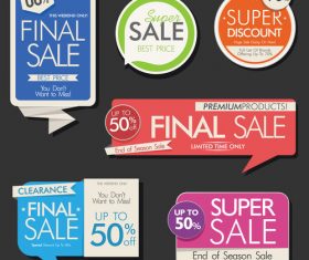 Colorful retro sale labels design vector set 06