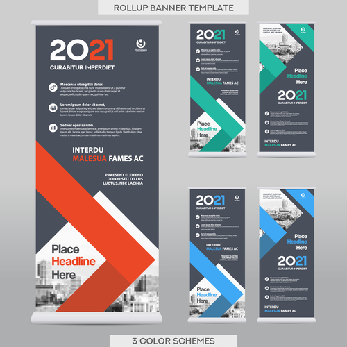 Company rollup scroll vertical banners template vector 03