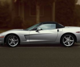 Cool four-seat silver sports car Stock Photo
