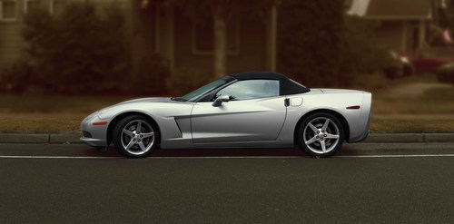 Cool four-seat silver sports car Stock Photo