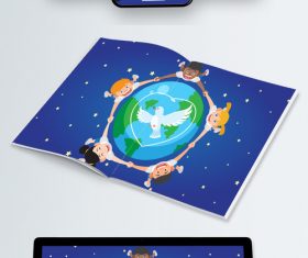 Countries children hand in hand around the earth vector