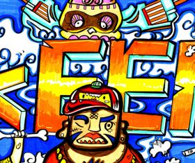 Creative doodle color cartoon illustration vector