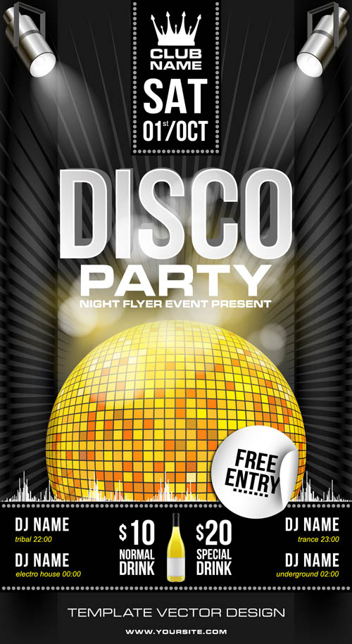 Creative party poster design vector material 01