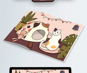 Cute cat illustration pattern vector