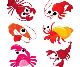 Cute lobster and crab vector