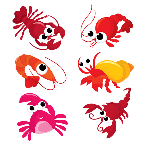 Cute lobster and crab vector