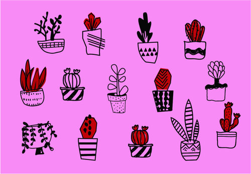 Cute potted background vector