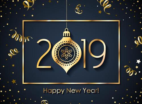 Dark blue 2019 new year background vectors