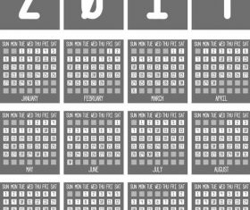 Dark color 2019 calendar vector