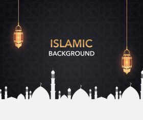 Dark styles islamic background vectors set 01