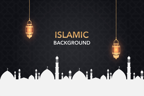 Dark styles islamic background vectors set 01