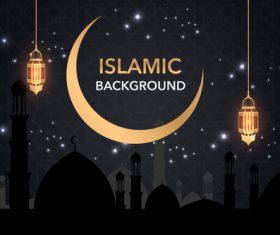 Dark styles islamic background vectors set 02