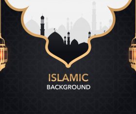 Dark styles islamic background vectors set 04