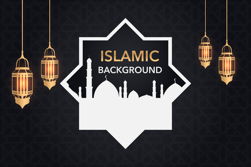 Dark styles islamic background vectors set 05