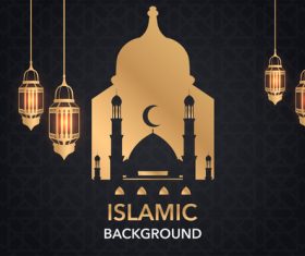 Dark styles islamic background vectors set 06