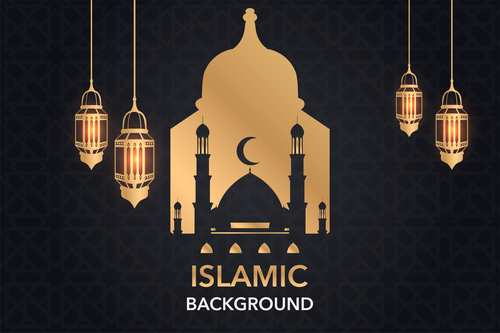 Dark styles islamic background vectors set 06