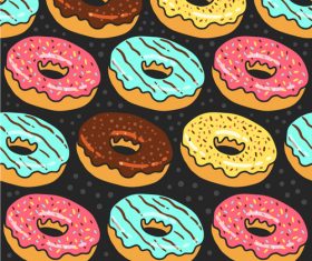 Delicious donut seamless background vector material