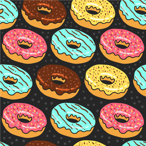 Delicious donut seamless background vector material