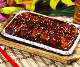 Delicious iron plate braised eggplant Stock Photo 01