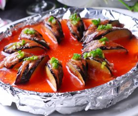 Delicious iron plate braised eggplant Stock Photo 03