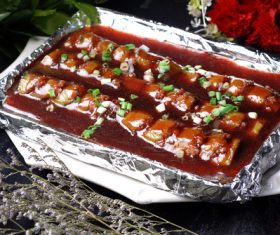 Delicious iron plate braised eggplant Stock Photo 05