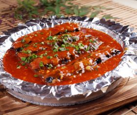 Delicious iron plate braised eggplant Stock Photo 09